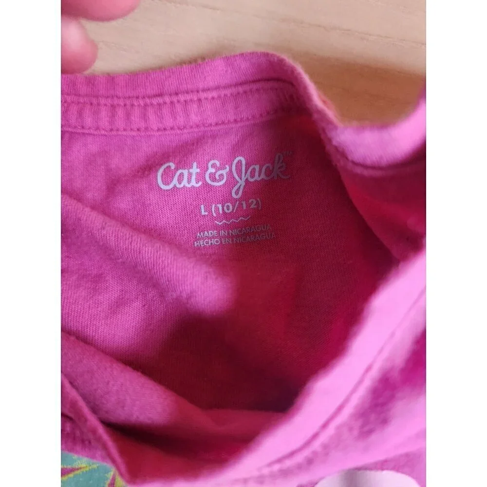 Bundle of 3 Cat & Jack Lot of 3 Girls Large 10/12 Pink,Blue Tiger,Bunny,Shark